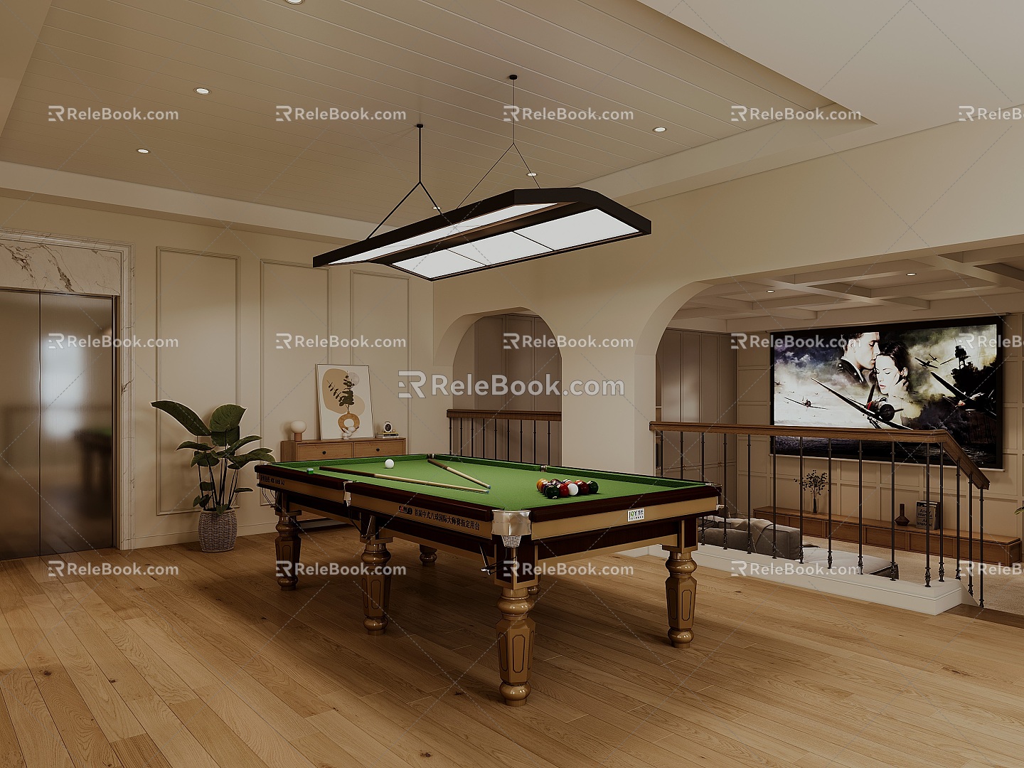 Billiards Room Simple European Billiards Room Billiards 3d model