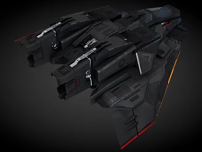 Futuristic Black Interstellar Spaceship Showcasing Advanced Sci Fi Cosmic Design Elements 3d model