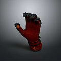 Red Heat Resistant Kitchen Glove With Black Textured Edges And Secure Wrist Strap