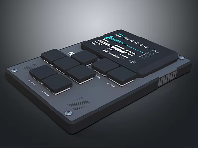 Modern Electronic Control Panel With Multiple Tactile Buttons And LED Display Screen 3d model