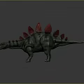 Detailed Stegosaurus Dinosaur Model With Gray Body And Red Back Plates