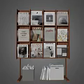 Wooden Bookcase With Layered Shelves Filled With Books Magazines And Storage Boxes