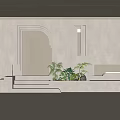 Modern Minimalist Interior Design With Arched Doorway Steps And Green Plants