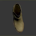 Beige Leather Ankle Boots With Strap Design And Wooden Block Heel For Daily Wear