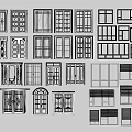 Various Window Designs Featuring Different Pane Styles And Frame Patterns 3d model