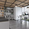 Modern Open Public Office Space Featuring White Desks Computers Glass Partitions Blinds And Plants