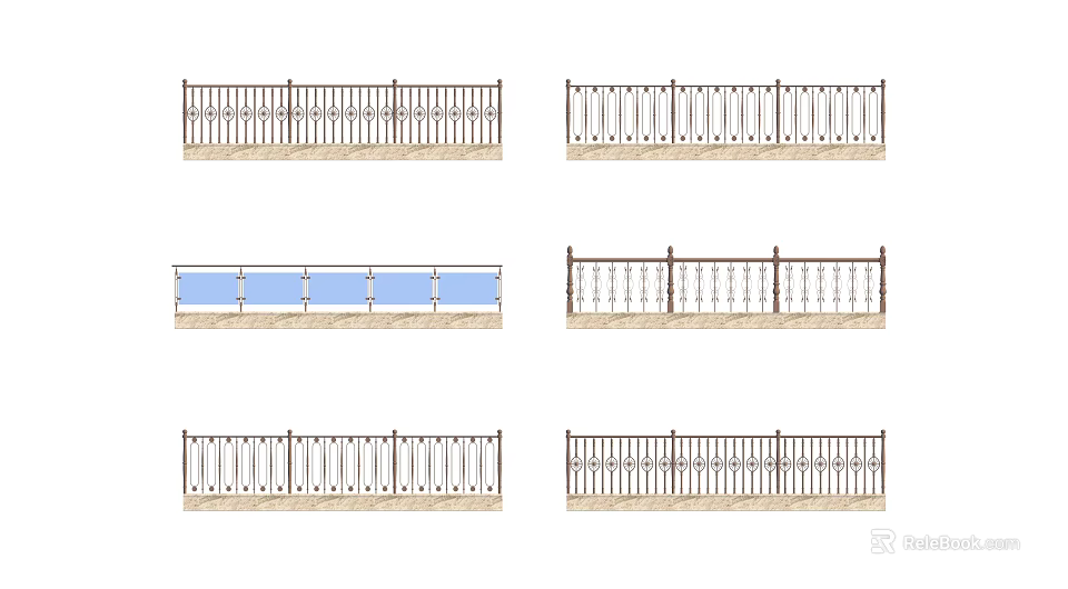 Various Decorative Fence Designs With Different Styles And Patterns For Outdoor Use 3d model