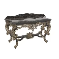 Luxurious Bathroom Vanity With Marble Countertop And Ornate Metal Frame Design