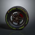 P ZERO Tire Featuring Green Accent Lines Metallic Wheel Rim and Red Brake Caliper