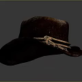 Brown Leather Western Style Hat With Rope Knot And Tassel Decorations