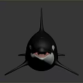 Blue Shiny Orca Marine Animal Model With Open Mouth And Detailed Fins