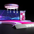 Modern Stage Design With Neon Lighting Letters And Geometric Shapes