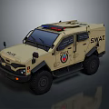 Beige SWAT Police Tactical Tank With Emergency Lights And Armor Design