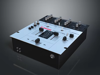 Professional Audio Mixing Console With Multiple Knobs Faders And Control Panel 3d model