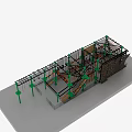 Playground Equipment Metal Frame Climbing Structure With Green Support Poles Platforms And Net Elements 3d model
