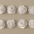 White Carved Floral Decorative Ornaments With Rose And Flower Patterns
