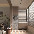 Modern Balcony Cabinet Design With Washing Machine Sink Blinds And Plant