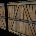 Rustic Wooden Door With Intricate Carved Decorative Patterns And Metal Hinges