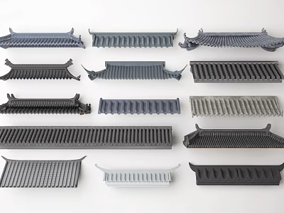 Traditional Chinese Roof Components With Various Classic Styles And Architectural Designs 3d model