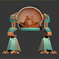 Commercial Robotic Equipment With Orange Transparent Dome And Teal Mechanical Legs Structure