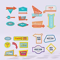 Colorful Directional Signs With Vintage Arrows And Sale Labels Design
