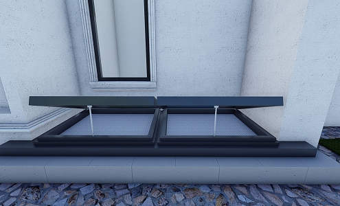 Skylight hanging on the lighting well of the villa 3d model