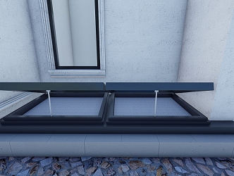 Skylight hanging on the lighting well of the villa 3d model