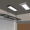 Modern Ceiling Drying Rack With Metal Frame And LED Light Fixture 3d model
