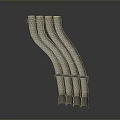Curved Grid Patterned Structures Arranged Side By Side With Metallic Texture Modern Design