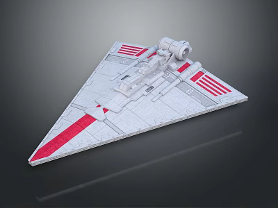 Detailed Gray Fighter Jet With Red Stripes And Triangular Wings Design 3d model