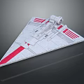 Detailed Gray Fighter Jet With Red Stripes And Triangular Wings Design 3d model