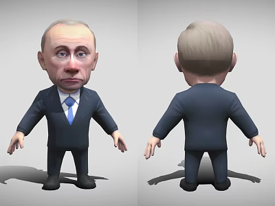 Cartoon Businessman Doll In Suit With Tie Front And Back View Design 3d model