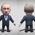 Cartoon Businessman Doll In Suit With Tie Front And Back View Design
