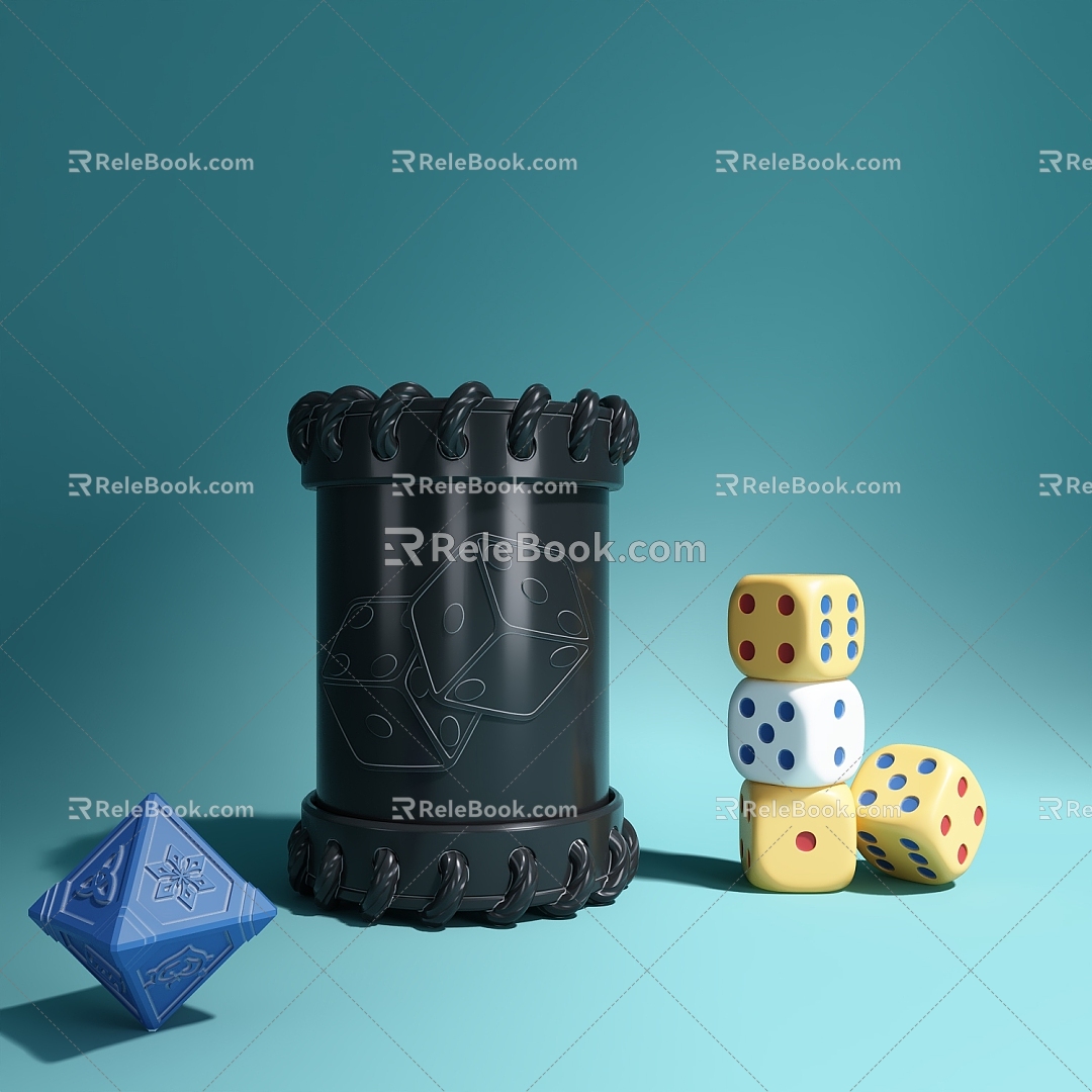 Creative cartoon dice cup dice 3d model