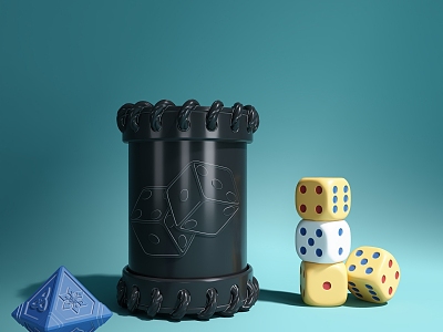 Creative cartoon dice cup dice 3d model