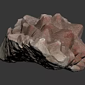Pink Natural Stone with Mountain Like Spiked Structure on Black Background and Reflection 3d model