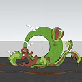 Creative Flower Bed and Planter with Green Sculptural Design Red Anchor and Colorful Flowers