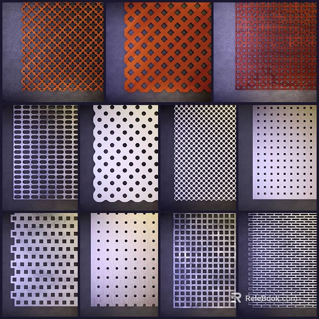 Decorative Partition Screens With Various Geometric Patterns And Colorful Designs 3d model