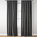 Gray Heavy Duty Curtains Hanging By White Window With Simple Design 3d model