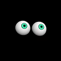 Realistic Human Eyes With White Sclera And Green Pupils On Black Background