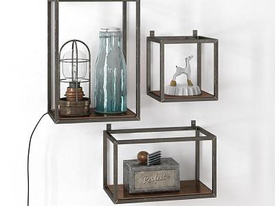 Industrial LOFT Wall Shelf Decorative Ornament Combination model