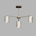 Modern Minimalist Chandelier With Three White Cylindrical Shades Metal Frame And Wooden Base