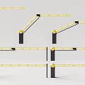 Various Types of Gate Barriers With Yellow Booms Black Posts and Reflective Strips