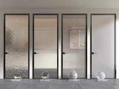 Changhong glass laminated glass oil sand glass door 3d model