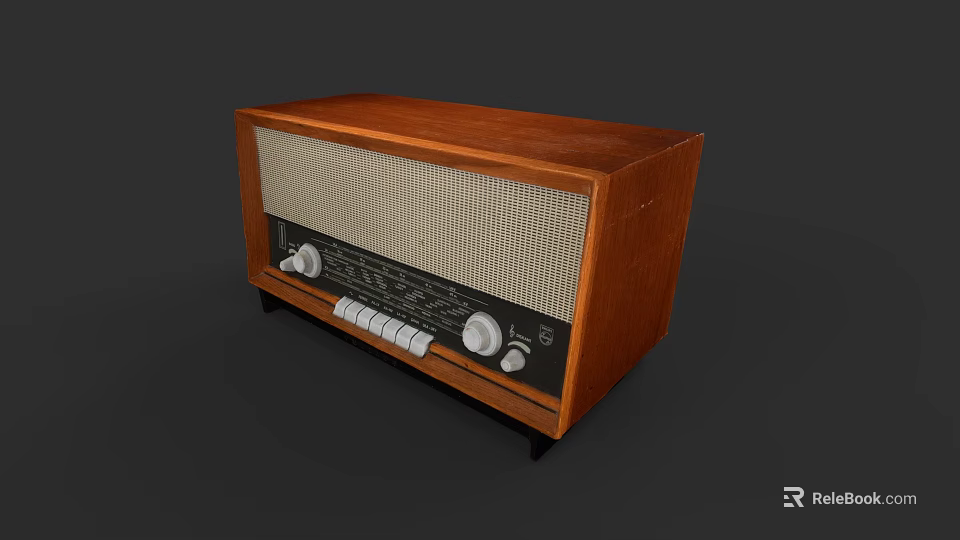 Vintage Wooden Audio Speaker With Classic Grille Control Knobs And Buttons 3d model