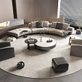 Modern Living Room Sofa and Coffee Table Set with L-shaped Design and Armchairs