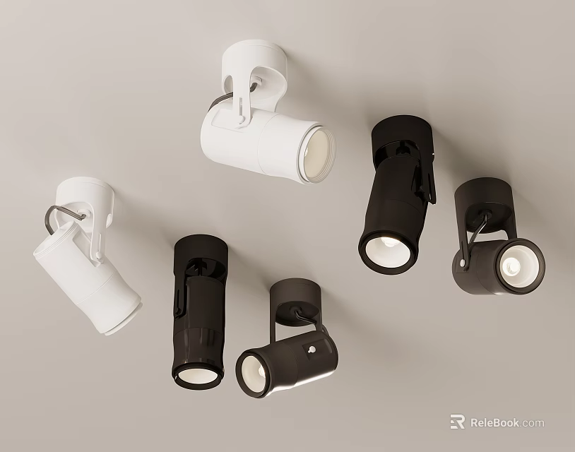 Modern Black And White Downlights And Spotlights For Indoor Lighting Fixtures 3d model 