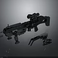 Futuristic Modern Tactical Sniper Rifle With Scope Support Stand And Components 3d model