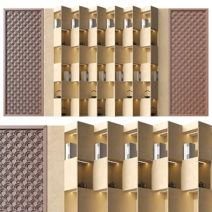 Chinese tea room background wall 3d model