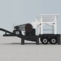 Mobile Crushing Function Vehicle With Large Device White Upper Structure Black Chassis And Tires 3d model